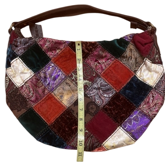 Lucky Brand velvet patchwork quilt hobo bag - Picture 6 of 8